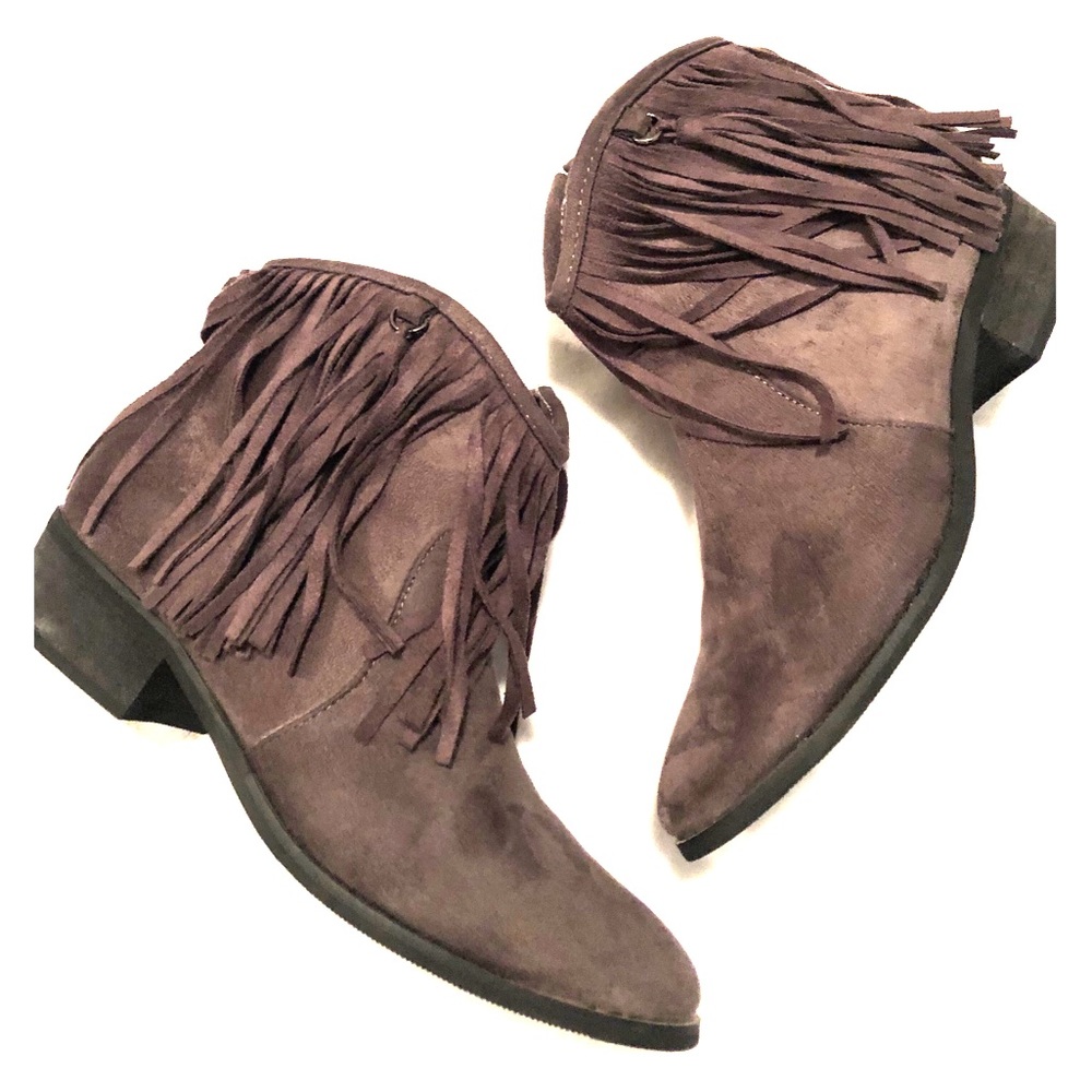 Grey Fringe Booties